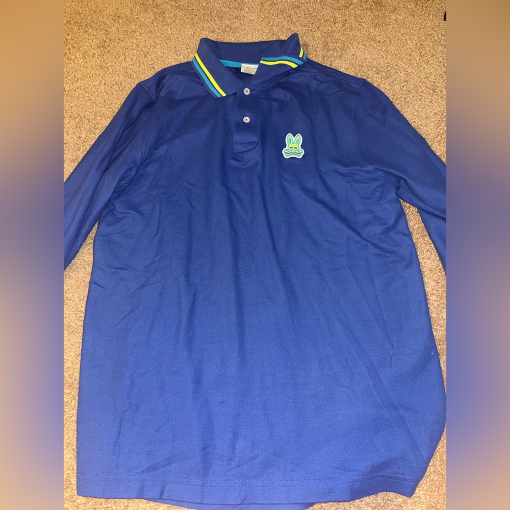 Psycho Bunny Blue Polo Shirt with Sporty Detailing